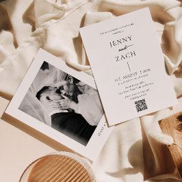 Einfache moderne Foto-Qr-Code-Hochzeit Einladung