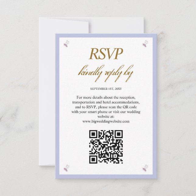 Einfache moderne Foto QR Code Hochzeitskarte RSVP Karte (Vorderseite)