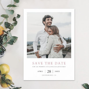 Einfache moderne Foto Rose Gold Save the Date Magneteinladung