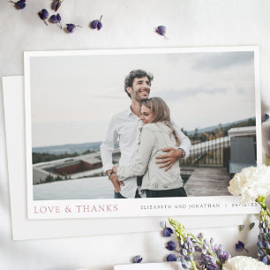 Einfache moderne Foto Rose Gold Wedding Dankeskarte