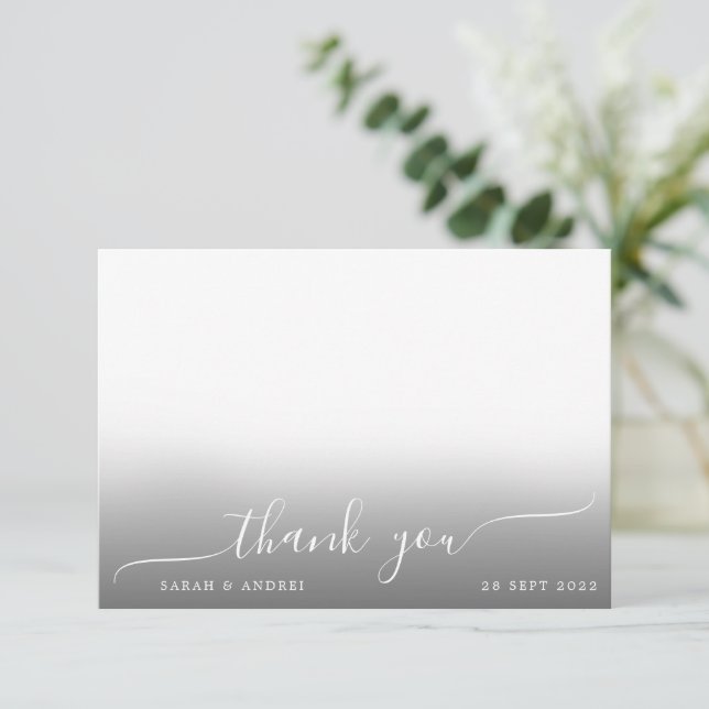 Einfache moderne Foto Script Boho Border Wedding Dankeskarte (Stehend Vorderseite)