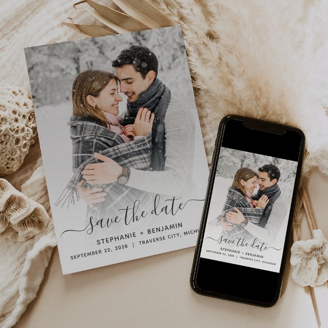 Einfache moderne Foto-Skripte Save the Date (Von Creator hochgeladen)