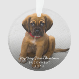 Einfache moderne Foto Welpe First Christmas Ornament
