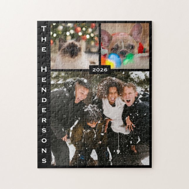 Einfache moderne Fotocollage mit schwarzem Hinterg Puzzle (Vertikal)