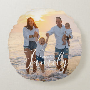 Einfache, moderne Fotomodelle - eigener Familienna Rundes Kissen