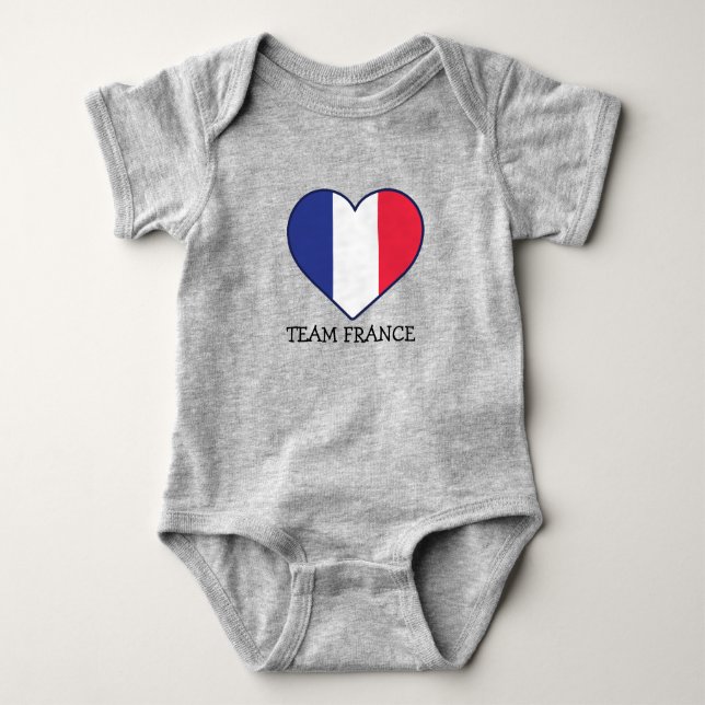 Einfache moderne FRANCE Fan Cheer Flag Teamname Baby Strampler (Vorderseite)