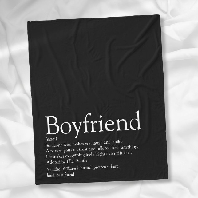 Einfache moderne Freund-Definition Schwarz und Wei Fleecedecke (Simple Modern Boyfriend Definition Black and White Fleece Blanket)