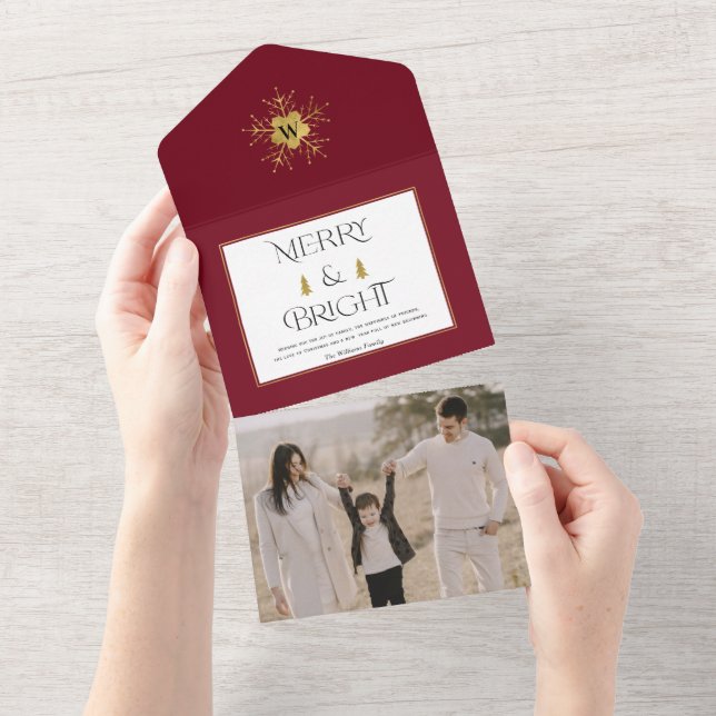 Einfache moderne fröhliche und helle Weihnachtskar All In One Einladung (Abreißen)