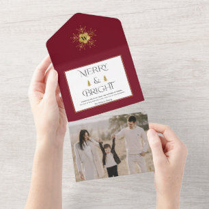 Einfache moderne fröhliche und helle Weihnachtskar All In One Einladung