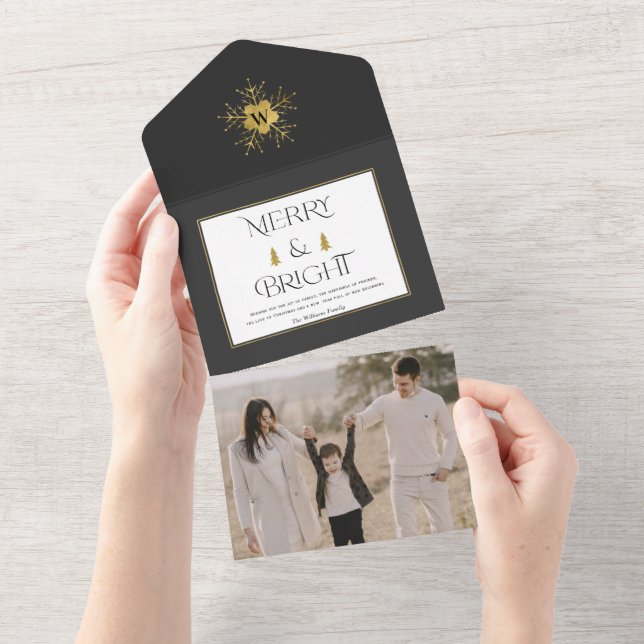 Einfache moderne fröhliche und helle Weihnachtskar All In One Einladung (Abreißen)