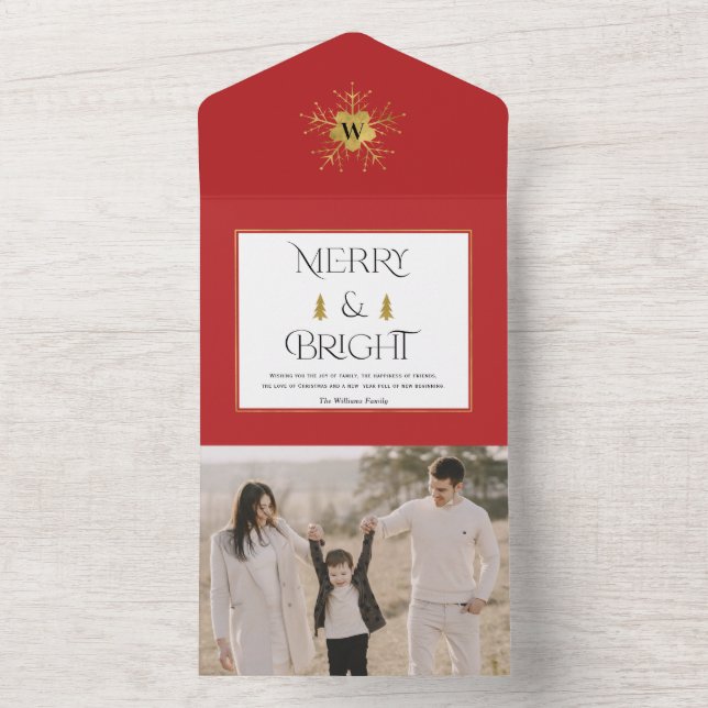 Einfache moderne fröhliche und helle Weihnachtskar All In One Einladung (Innen Boden)