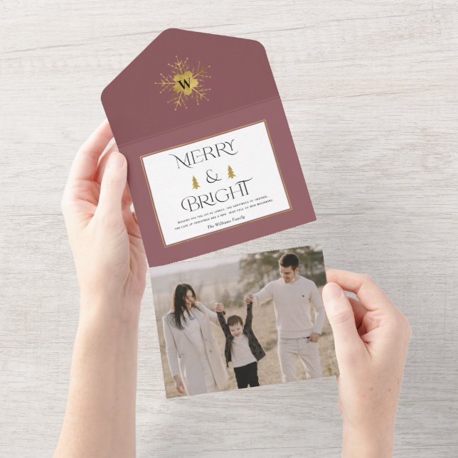 Einfache moderne fröhliche und helle Weihnachtskar All In One Einladung (Abreißen)