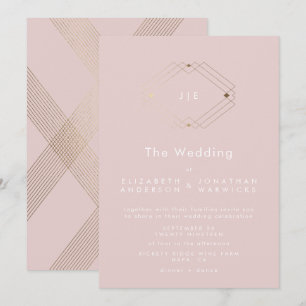 Einfache moderne geometrische Hochzeit mit goldfar Einladung