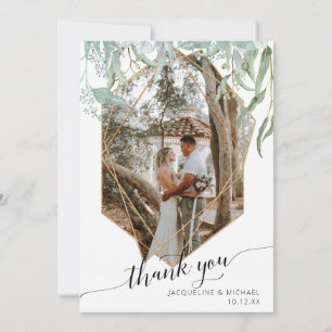 Einfache moderne geometrische Rose Gold Foliage Fo Dankeskarte