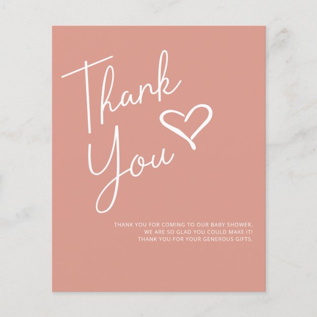 Einfache moderne Girl Baby Dusche Vielen Dank (Vorderseite)