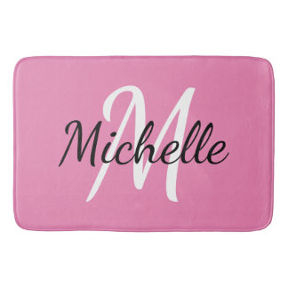 Einfache moderne Girly Pink Monogramm Initial + Na Badematte