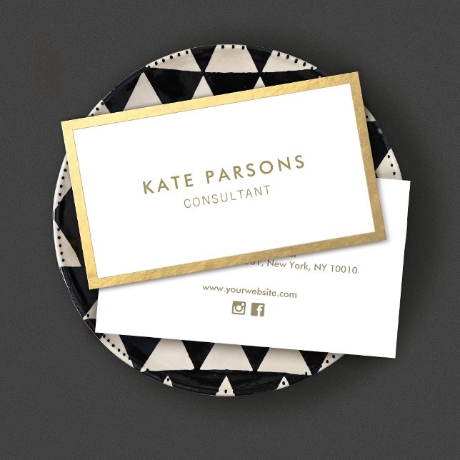 Einfache moderne Gold Border Business Card Visitenkarte (Von Creator hochgeladen)