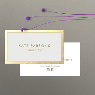 Einfache moderne Gold Border Gray Business Card Visitenkarte