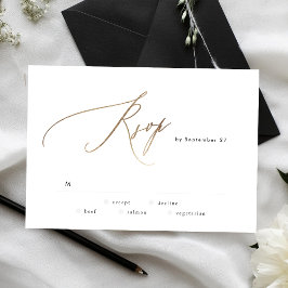 Einfache moderne Gold Calligraphy Wedding RSVP Car Karte