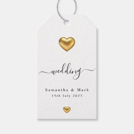 Einfache moderne Gold Heart Wedding-Tags Geschenkanhänger