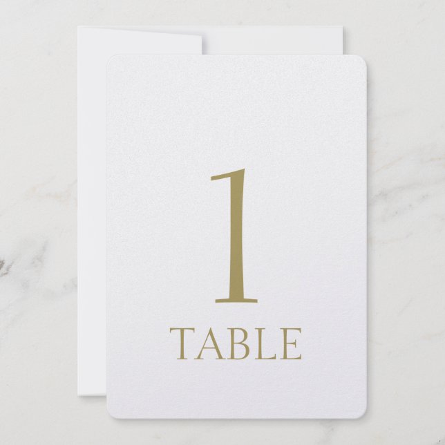 Einfache moderne Gold-Metallic-Tischnummer Einladung (Vorderseite)