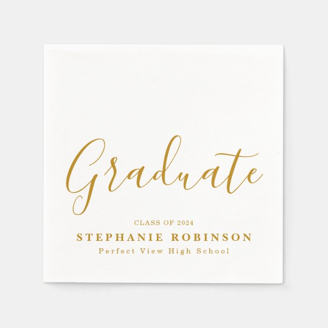 Einfache moderne Gold Script Graduation Party Serviette (Vorderseite)