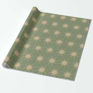 Einfache moderne Gold-Sternexplosion Soft Green Ch Geschenkpapier