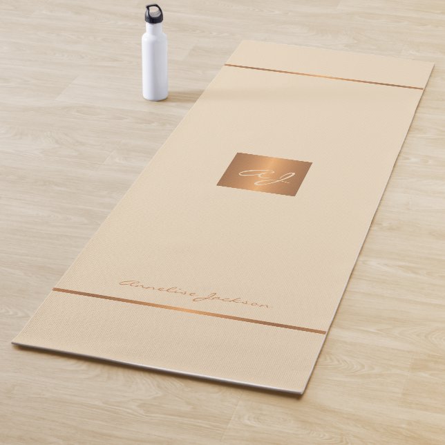 Einfache, moderne, goldfarbene mit Monogramm Strei Yogamatte (Beispiel)