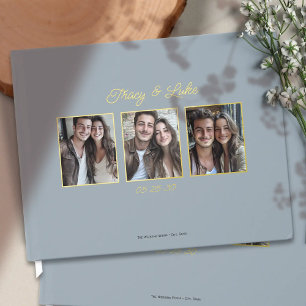 Einfache, moderne Goldrahmen mit drei Fotos Gästebuch