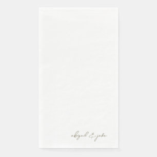 Einfache moderne Goldskriptnamen Hochzeit Serviette