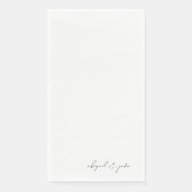 Einfache moderne Goldskriptnamen Hochzeit Serviette (Vorderseite)