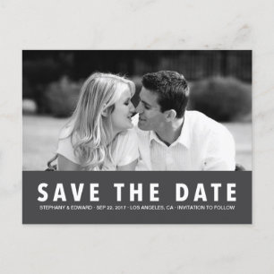 Einfache moderne graue Save the Date Foto Postkart Ankündigungspostkarte