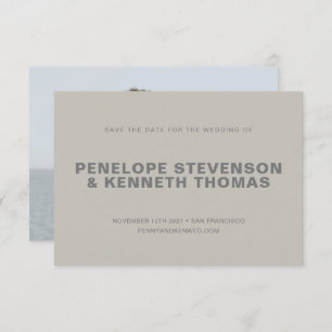 Einfache moderne graue Taupe neutrales Foto Hochze Save The Date