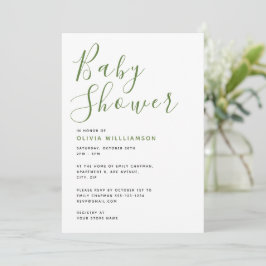 Einfache moderne Green & White Baby Dusche Einladung