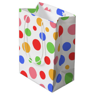 Einfache, moderne, grüne Polka-Punkt-Geburtstagspa Mittlere Geschenktüte