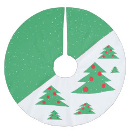 Einfache, moderne grüne Weihnachtsbaum Rote Balls Polyester Weihnachtsbaumdecke