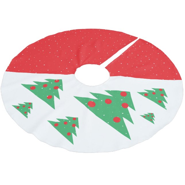 Einfache, moderne, grüne Weihnachtsbäume Polyester Weihnachtsbaumdecke (Schrägansicht)