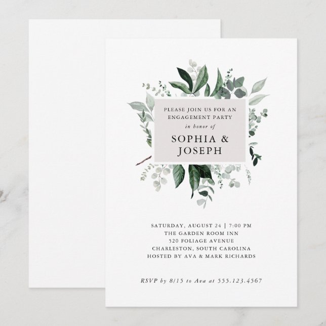 Einfache moderne Grünfläche| Beteiligte Einladung (Vorne/Hinten)