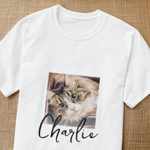 Einfache moderne Grunge Custom Abzeichen Pet Foto  T-Shirt