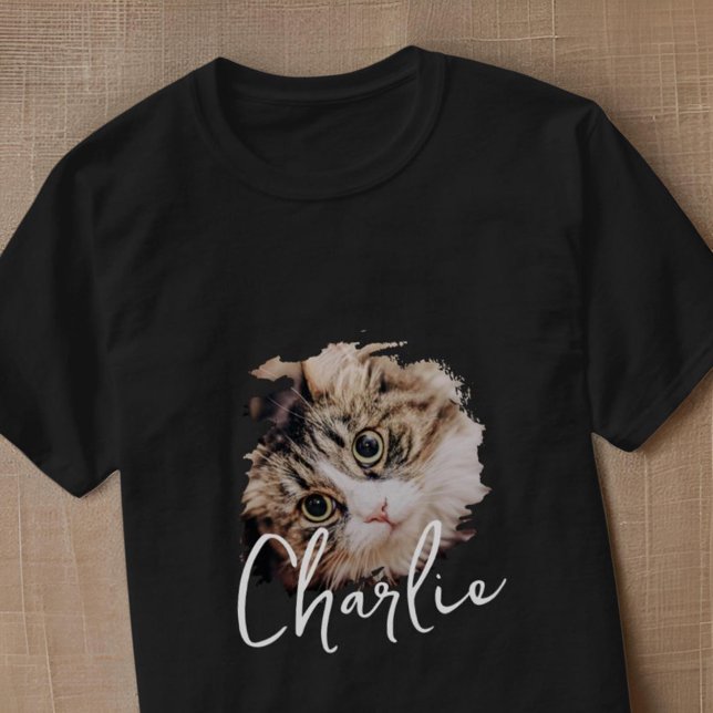 Einfache moderne Grunge Custom Abzeichen Pet Foto  T-Shirt (Von Creator hochgeladen)