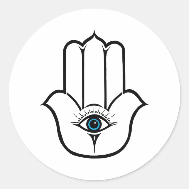 Einfache moderne Hamsa Hand Fatima Runder Aufkleber (Vorderseite)