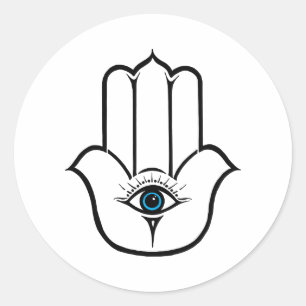 Einfache moderne Hamsa Hand von Fatima Runder Aufkleber
