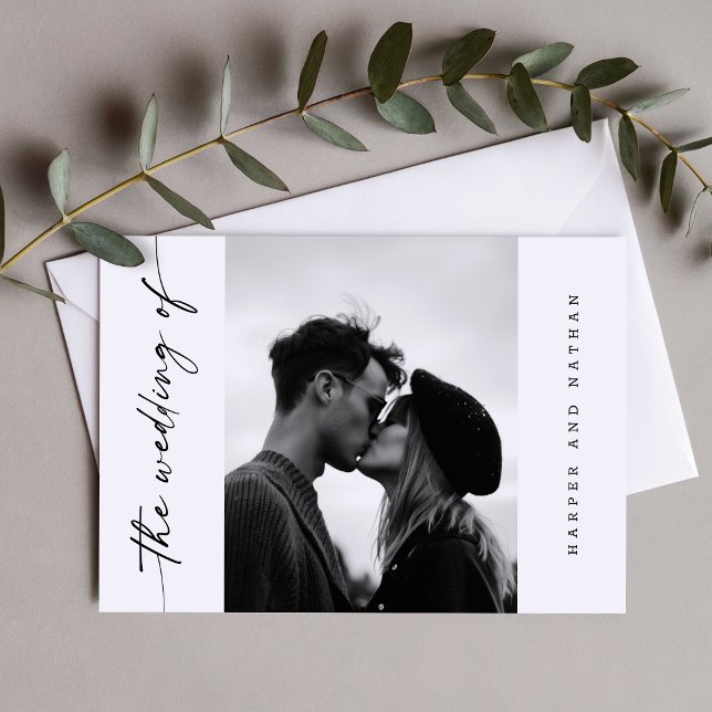 Einfache moderne handgeschriebene Fotohochzeit Dankeskarte (Von Creator hochgeladen)