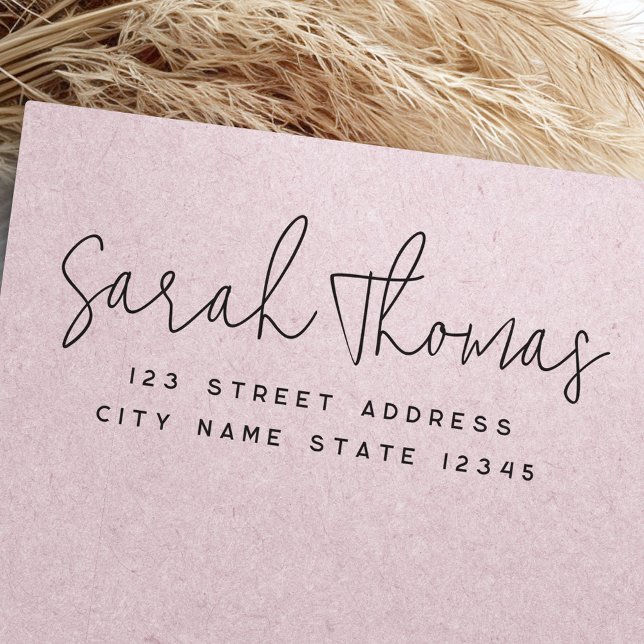 Einfache, moderne, handgeschriebene Rücksendeadres Gummistempel (Simple modern handwritten script return address rubber stamp)