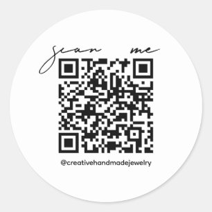 Einfache, moderne, handgeschriebene Script QR Code Runder Aufkleber