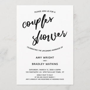 Einfache, moderne Handschreibpaare Dusche Einladung