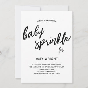 Einfache, moderne Handschrift Baby Sprinkle Einladung
