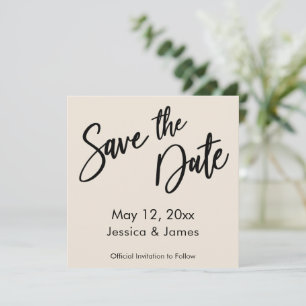 Einfache moderne Handschrift Typografie Creme Save The Date