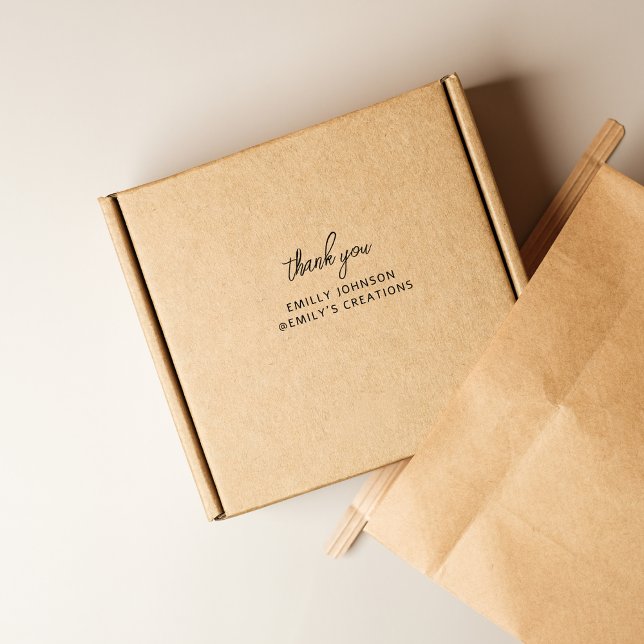 Einfache moderne handschriftliche Danke Geschäft Permastempel (Von Creator hochgeladen)