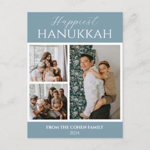 Einfache Moderne Happiest Hanukkah Elegant 3 Foto Feiertagspostkarte